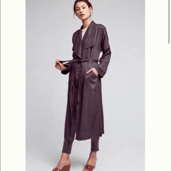 Anthropologie Jackets & Blazers - Anthropologie charcoal trench duster. Size S.